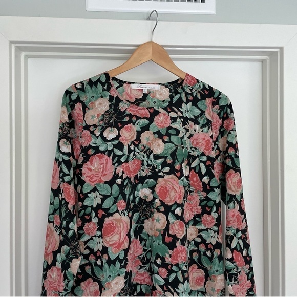 Lovers + Friends Pink Rose Print Long Drop Waist Dress Size L Bloomcore - Picture 3 of 7